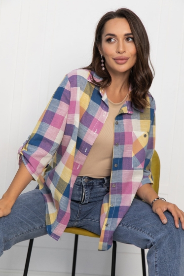 Рубашка Аланта НЬЮ (желто-розовая) Б14037-18М