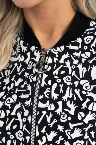 Бомбер Клара (черно-белый) Б12856-44М