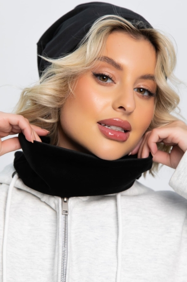 Комплект шапка шестиклинка и снуд (черный) ШШС4-23М