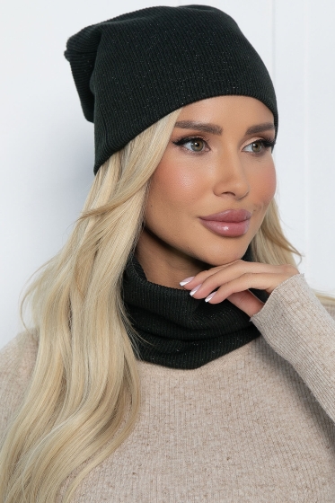 Комплект шапка и снуд (темно-зеленый) ШС29