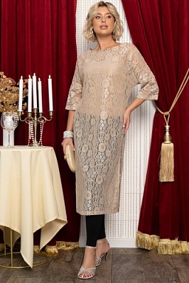 Платье-туника кружевное Ортея (бежевое) П14754-10М