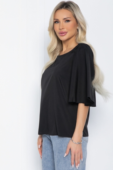 Блуза Покоряя сердца (черная)  Б12431-1